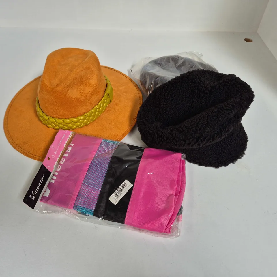 APPROXIMATELY 35 ASSORTED CLOTHING ACCESSORIES TO INCLUDE HATS & BACKPACKS, ETC - COLLECTION ONLY