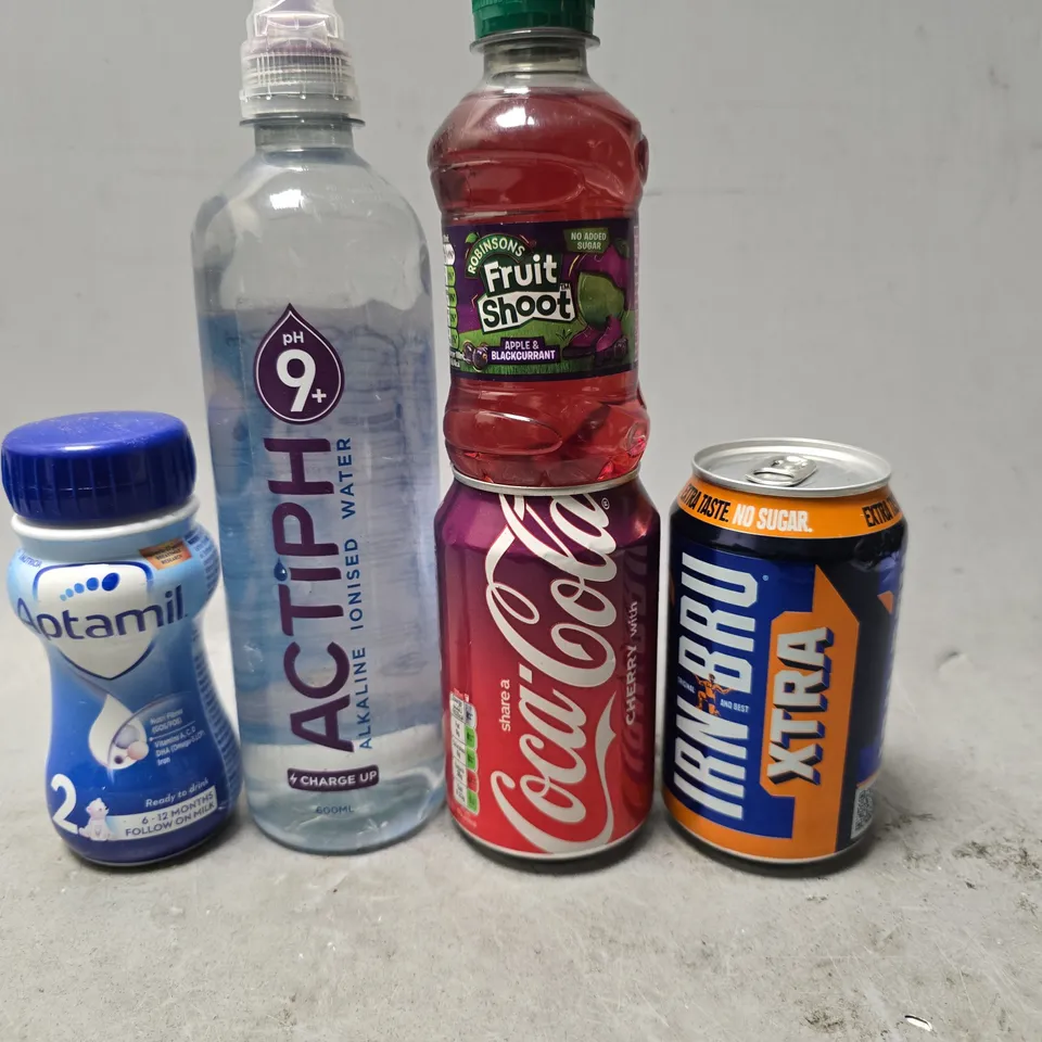 APPROXIMATELY 12 ASSORTED FOOD & DRINK ITEMS TO INCLUDE -  COCA COLA CHERRY , APTAMIL 2 , IRN BRU XTRA ETC
