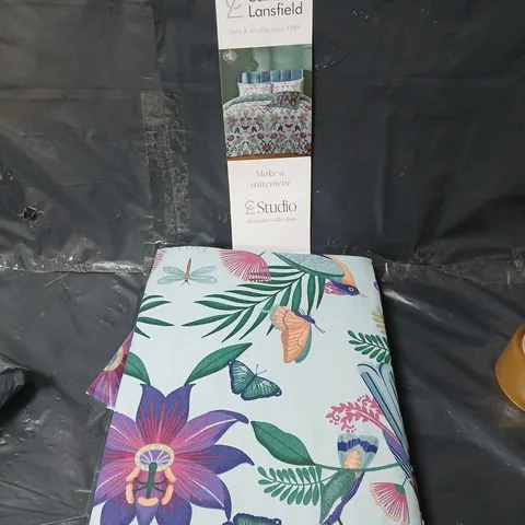 CATHERINE LANSFIELD MYA TROPICAL BIRDS DUVET COVER SET - DUCK EGG BLUE - KING SIZE