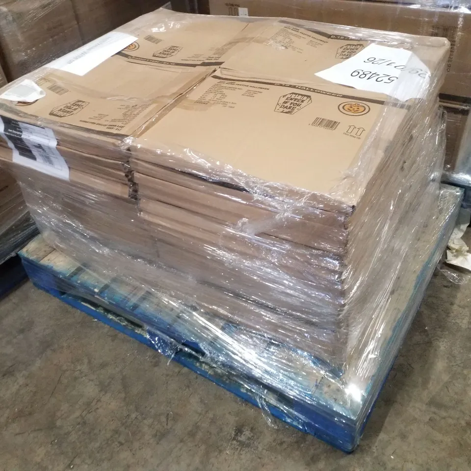 PALLET CONTAINING APPROXIMATELY 88 BOXES OF 24 BRAND NEW HALLOWEEN DECORATIVE "ENTER IF YOU DARE" SIGNS