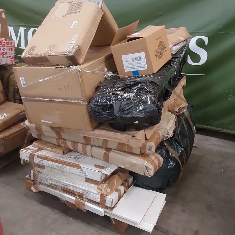 PALLET OF ASSORTED FURNITURE PARTS AND HOUSEHOLD PRODUCTS 