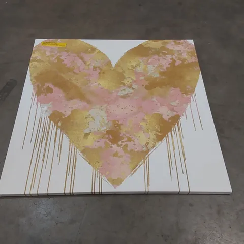 BIG HEARTED PINK AND GOLD BY LINDSAY RODGERS - WRAPPED CANVAS