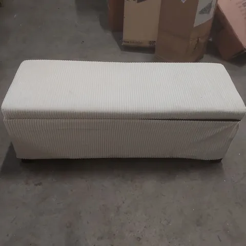 HOMCOM CORDUROY STORAGE CHEST BOX WITH WOODEN LEGS - BEIGE