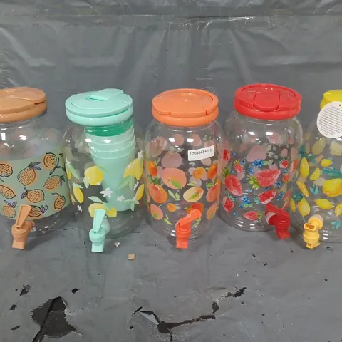 5X 4L DRINK DISPENSERS WITH FRUIT PRINT