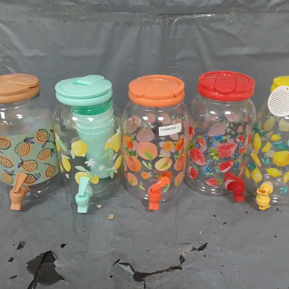 5X 4L DRINK DISPENSERS WITH FRUIT PRINT