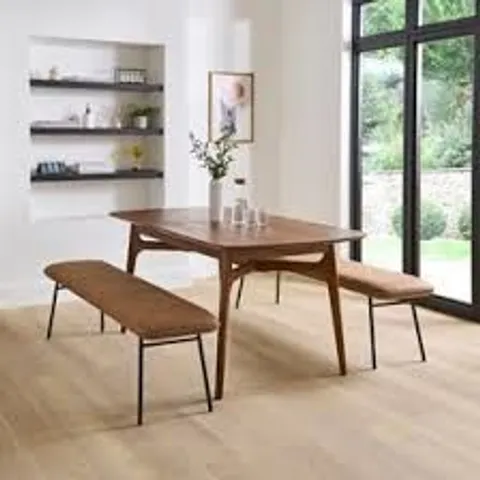BOXED BARKER DINING BENCH, FAUX LEATHER - BROWN (1 BOX)