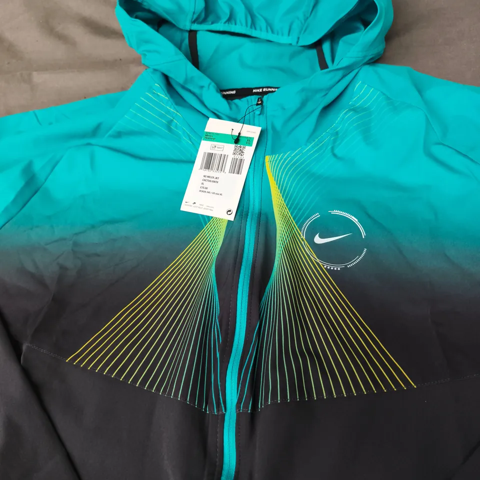 NIKE RUNNING JACKET – TEAL GRADIENT WITH HOOD - SIZE XL
