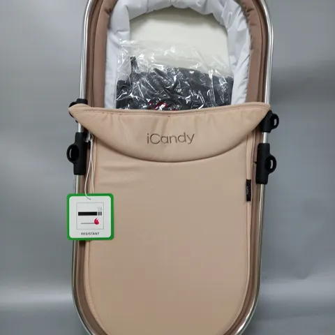 ICANDY PEACH MAIN CARRYCOT BUTTERSCOTCH CHROME CHASSIS WITH RAIN COVER