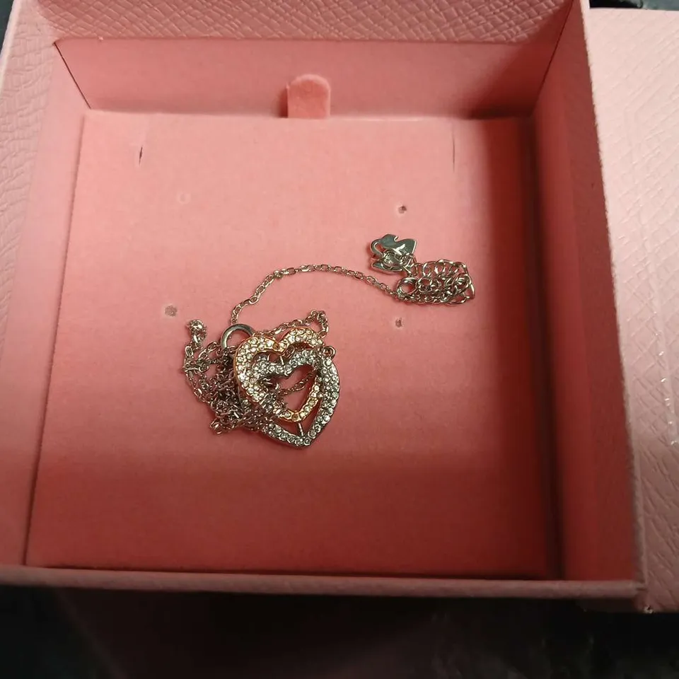 BOXED SWAROVSKI HEART-SHAPED PENDANT NECKLACE WITH PAVÉ CRYSTALS 