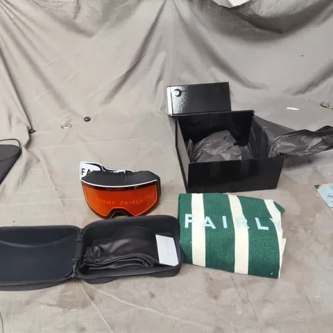 JIMMY FAIRLY ORANGE GOGGLES – WITH BOX AND STRIPED POUCH