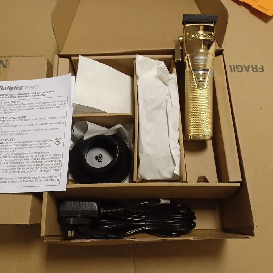 BOXED BABYLISS PRO SUPER MOTOR HEAVY DUTY METAL CORDLESS CLIPPERS