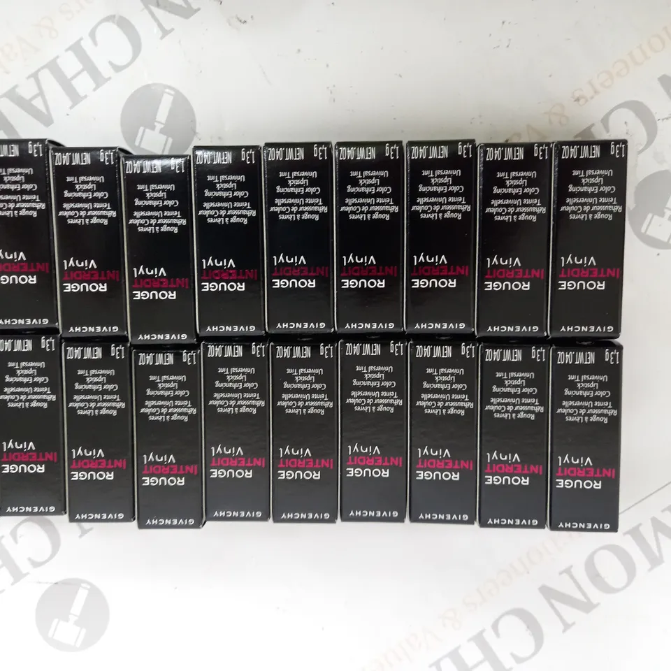 PACK OF APPROXIMATELY 20 BOXED GIVENCHY ROUGE INTERDIT VINYL 1.3G LIPSTICK - NO.16 NOIR