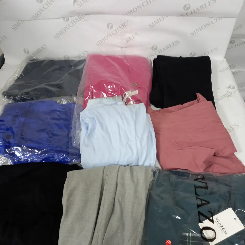 LARGE BOX OF ASSORTED CLOTHING ITEMS TO INCLUDE LINGERIE, DRESSES AND JUMPERS