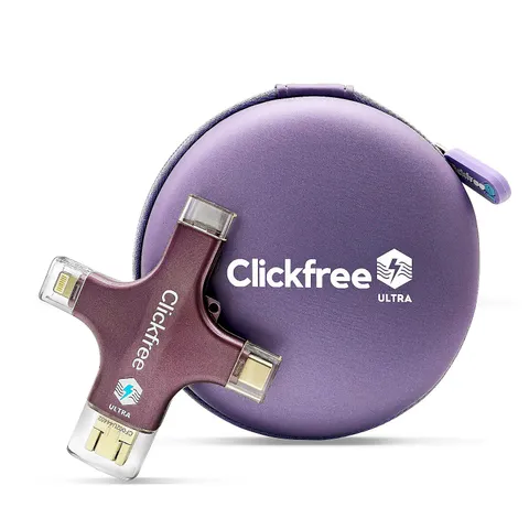 CLICKFREE ULTRA 128GB UNIVERSAL PHOTO & VIDEO BACKUP DEVICE W/ AI EDITING SUITE IN PURPLE