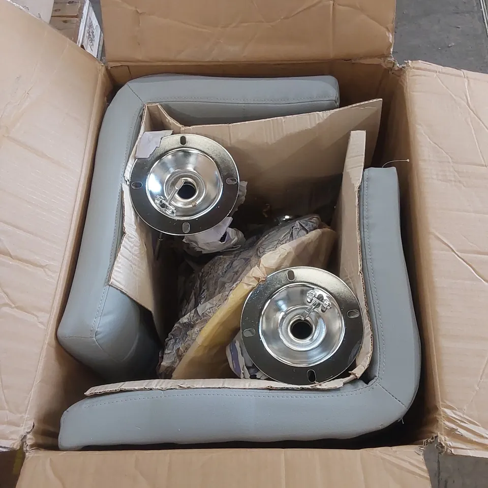 BOXED SET OF 2 NEO GREY FAUX LEATHER BAR STOOLS (1 BOX)