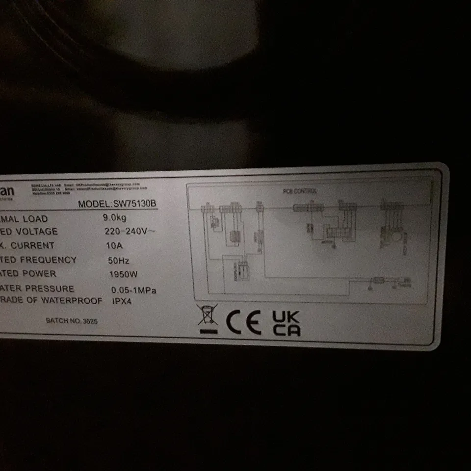 SWAN SW75130B 9KG LOAD, 1400 SPIN FREESTANDING WASHING MACHINE - BLACK