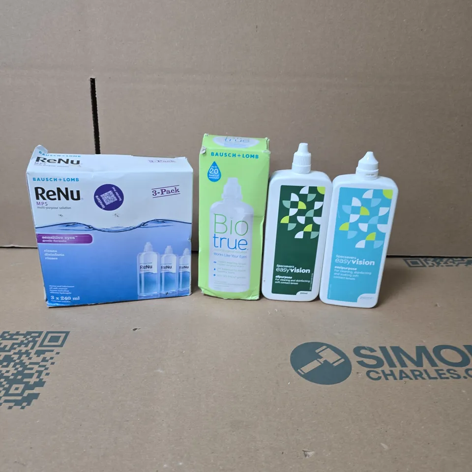 TOTE OF APPROXIMATELY 20 ASSORTED CONTACT LENS SOLUTIONS