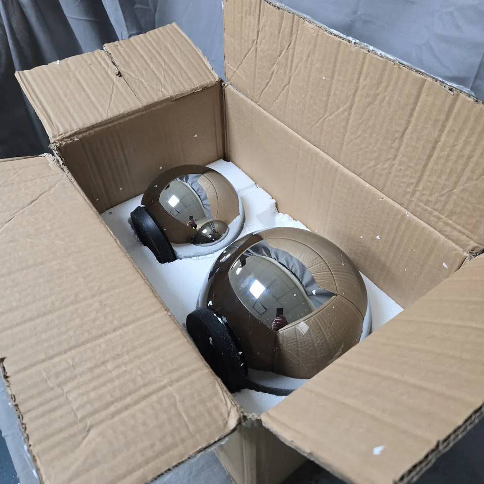 PAIR OF MIRRORED GLOBE ORNAMENTS  