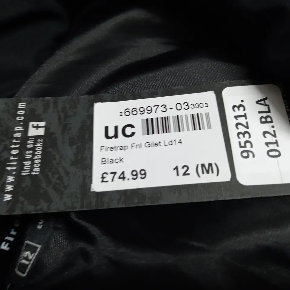 FIRETRAP BLACK HOODED GILET - 12 (M)