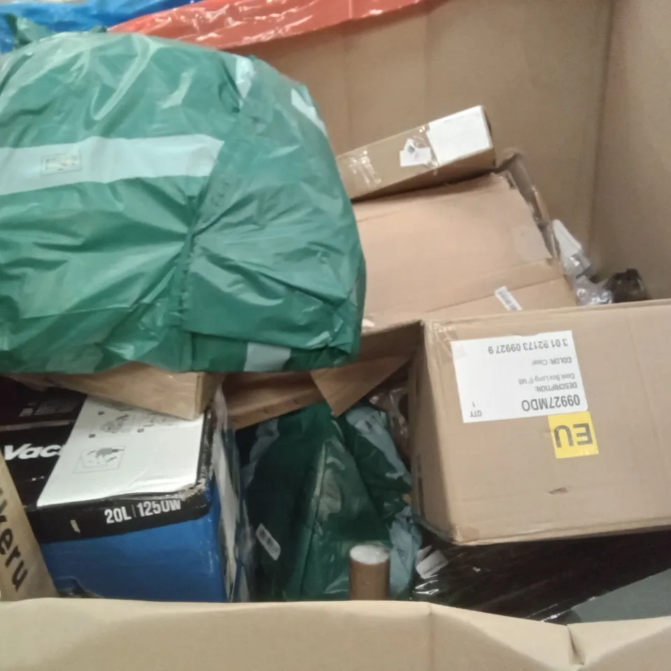PALLET OF ASSORTED ITEMS INCLUDING PATIO HEATER, SELECTMIRRORS RHONE, FUEL INJECTOR, TRIPOD LIGHT, ADJUSTABLE WINDOW SCREEN, GAS WATER HEATER