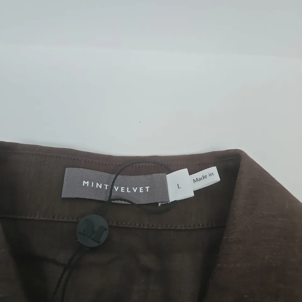 MINT VELVET WOMEN'S BROWN BUTTON-DOWN TOP – UK SIZE L