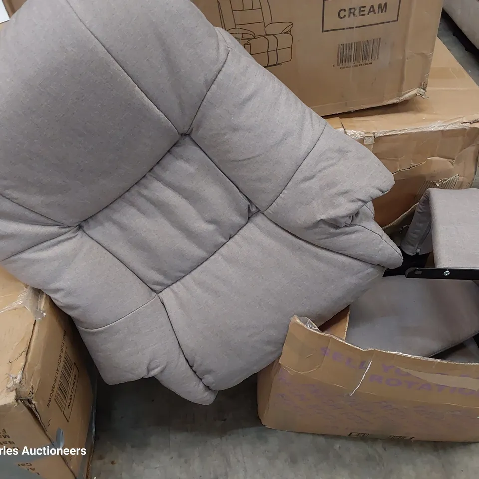 DESIGNER SWIVEL CHAIR & FOOTSTOOL GREY FABRIC 