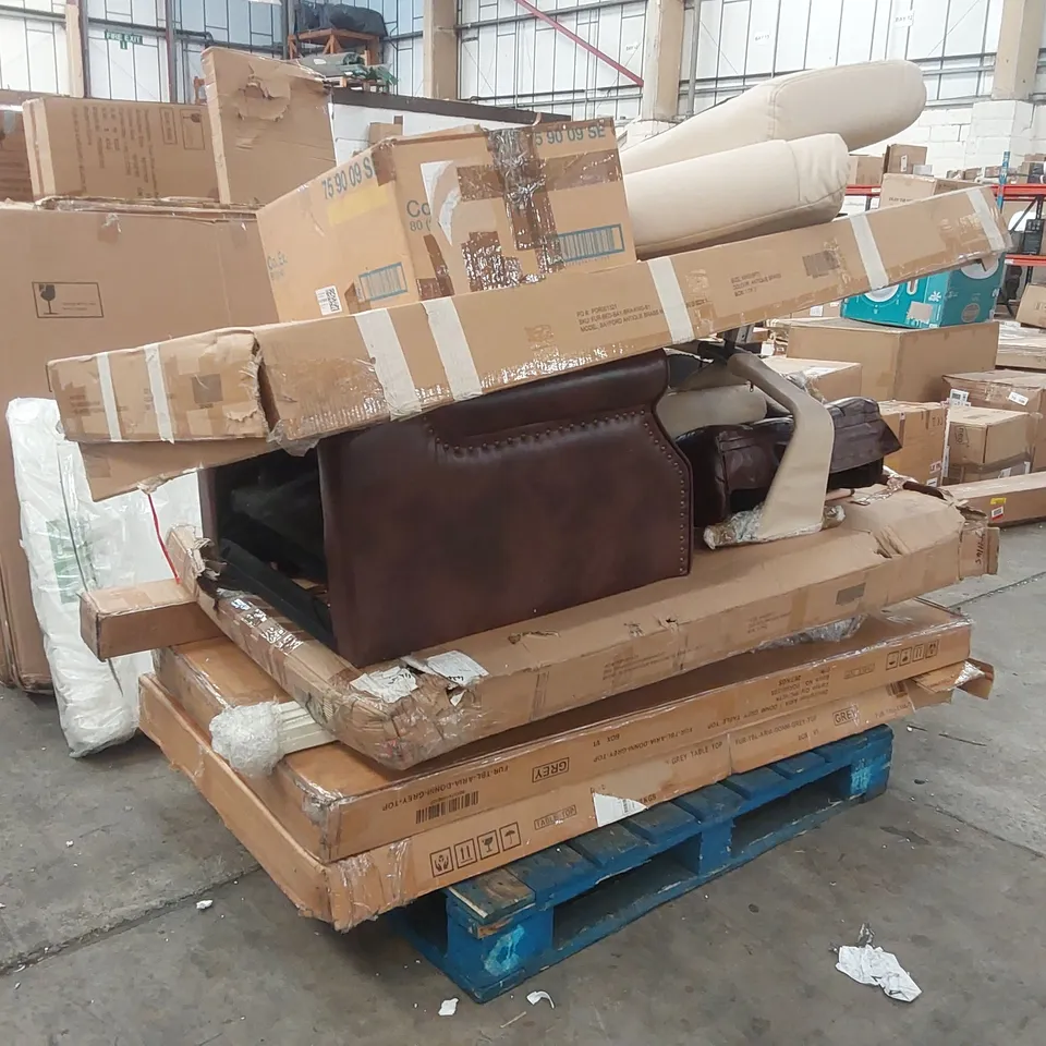PALLET CONTAINING A LARGE ASSORTMENT OF DESIGNER FURNITURE PARTS