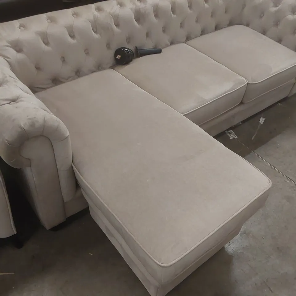 QUALITY DESIGNER VELVET UPHOLSTERED CHESTERFIELD CORNER SOFA