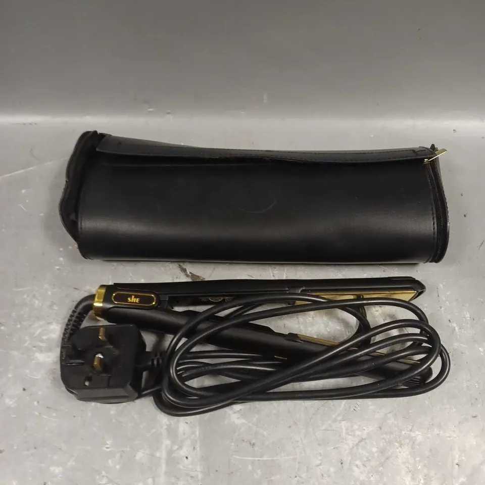 SHE HAR STRAIGHTENER MODEL ST:L128 IN BLACK/GOLD