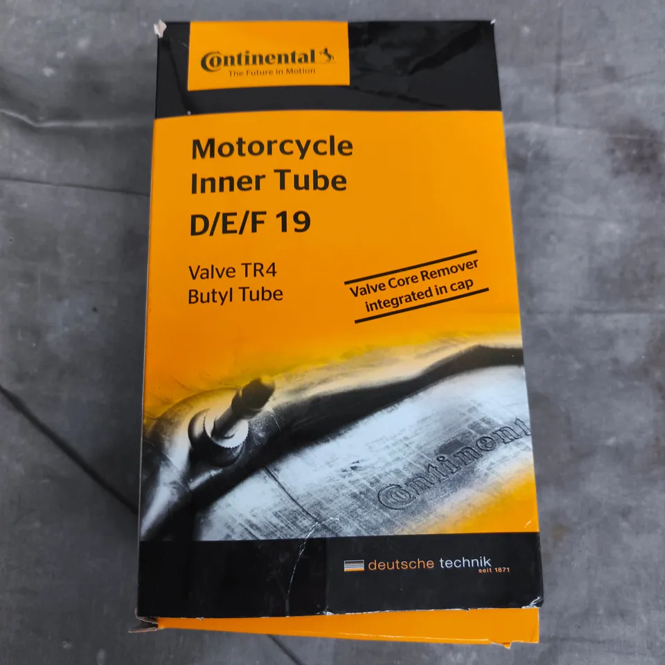 CONTINENTAL MOTORCYCLE INNER TUBE D/E/F 19 – TR4 VALVE, BUTYL TUBE 
