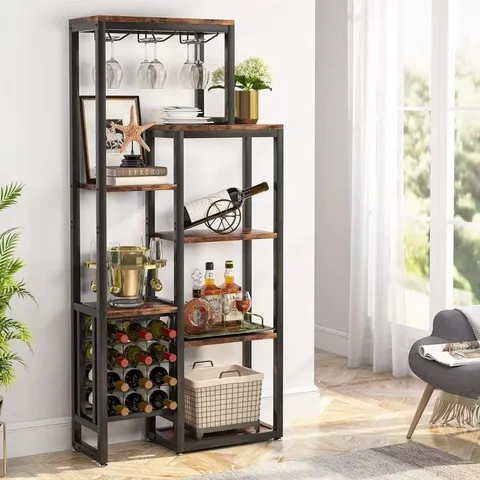 BOXED TANEYBROWN 5 - TIER FREESTANDING FLOOR WINE RACK WITH GLASS HOLDER (1 BOX)