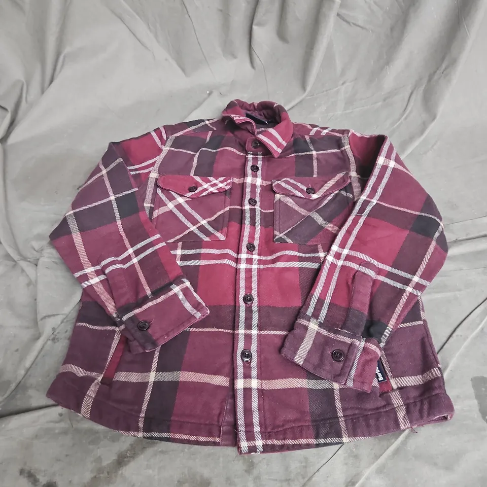 BARBOUR KIDS FLANNEL SHIRT JACKET IN BURGUNDY SIZE M-8/9