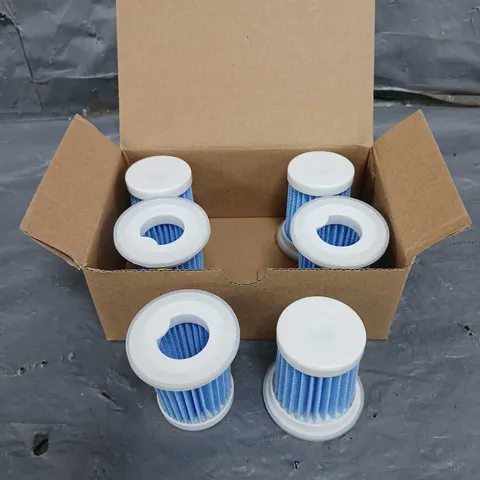 BOX OF APPROXIMATELY 30X6 HEPA 11 FILTERS FOR VACUUM CLEANERS IN WHITE/BLUE 5CM