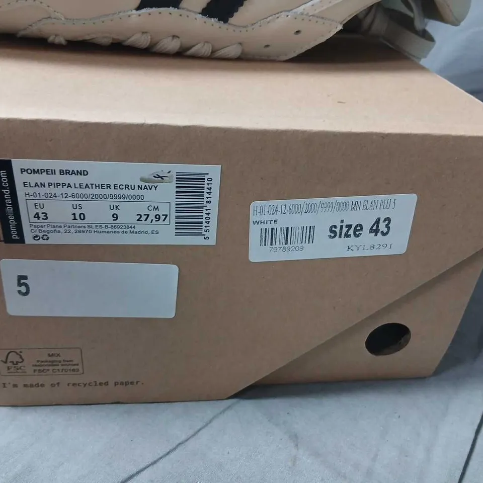 POMPEII BRAND ELAN PIPPA LEATHER SNEAKERS - WHITE, UK 9 (EU 43)