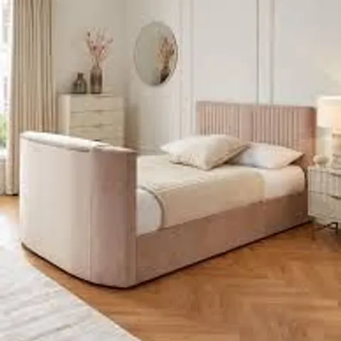 BOXED PRENT KING SIZE TV BED WITH VOICE CONTROL - BEIGE (4 BOXES)