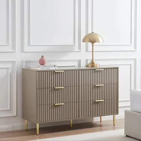 BOXED DUSK EVIE 6 DRAWER CHEST - TAUPE (1 BOX)