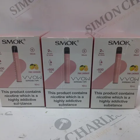 BOX OF 30 SMOK 2% VVOW PINK LEMONADE DISPOSABLE VAPES