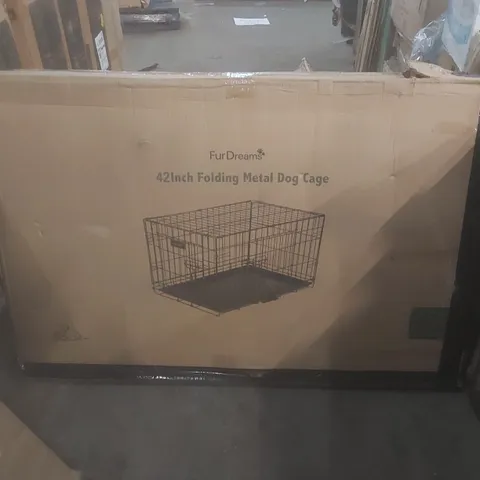 BOXED FUR DREAMS 42" FOLDING METAL DOG CAGE