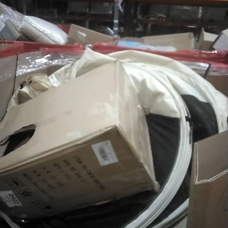 PALLET OF HOUSEHOLD ITEMS TO INCLUDE COAT HOOKS,CLOTHES AIRER, COFFEE TABLE, TENT AND OTHER ASSORTED ITEMS...