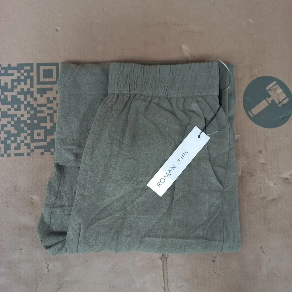 ROMAN PETITE LINEN MIX TROUSERS IN KHAKI SIZE 10