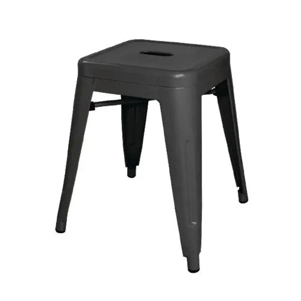 BOXED BOLERO BISTRO STEEL LOW STOOL BLACK (PACK OF 4)