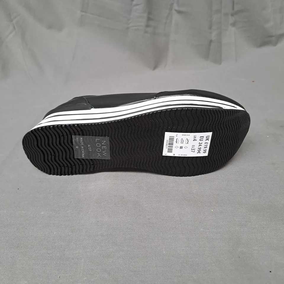 BOX OF APPROXIMATELY 12 PAIRS OF PLATFORM TRAINERS IN BLACK/WHITE - VARIOUS SIZES