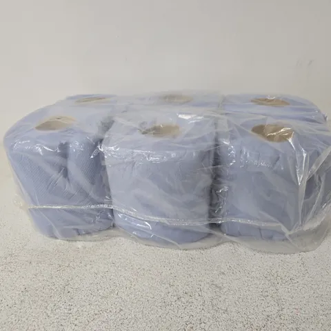 6 PACK OF PISENT BLUE CENTREFEED 2PLY ROLLS