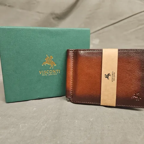 BOXED VISCONTI BUMISHED TAN MILES WALLET 