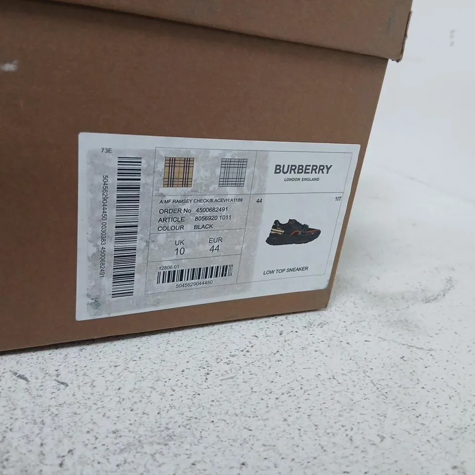 BURBERRY LOW TOP SNEAKER – BLACK, UK 10 (EUR 44)