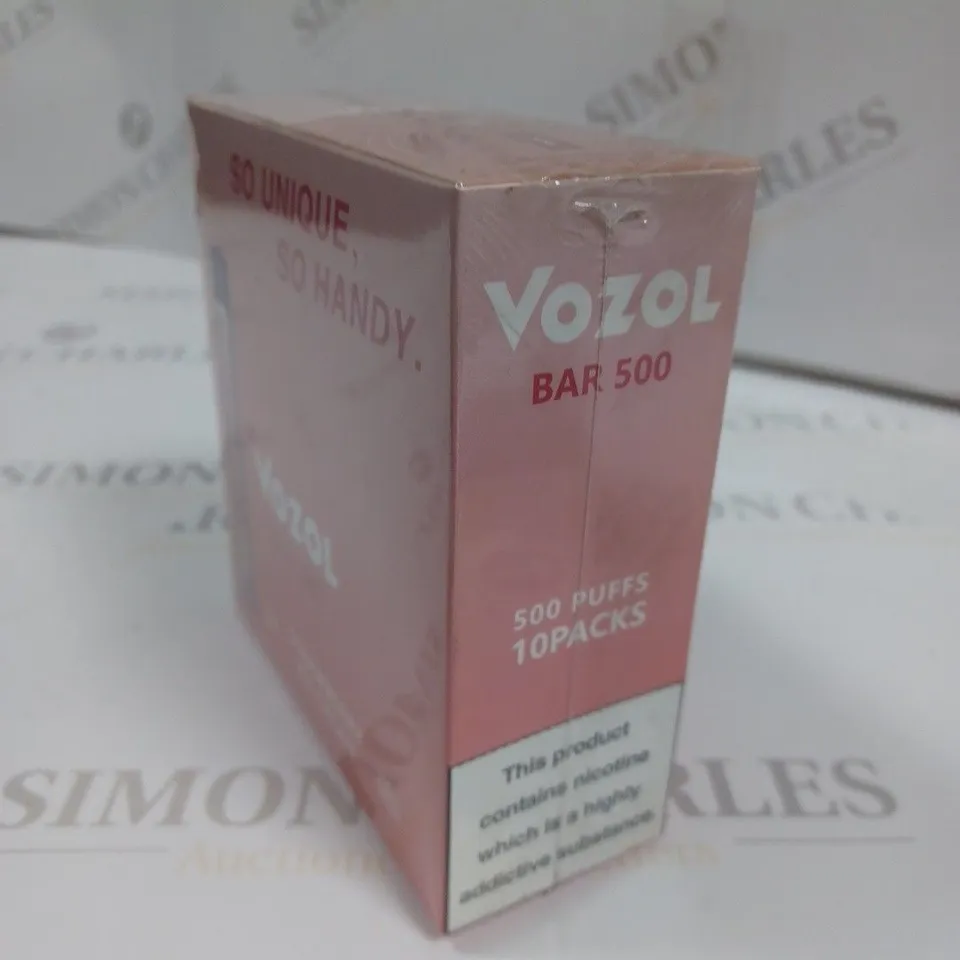 SEALED 10-PACK OF VOZOL BARR 500 E-CIGARETTES - STRAWBERRY ICE CREAM