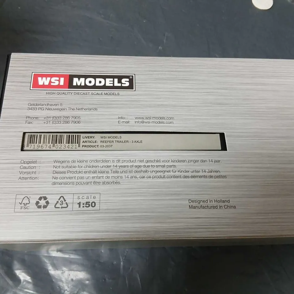 WSI MODELS REEFER TRAILER 3-AXLE DIECAST MODEL 1:50