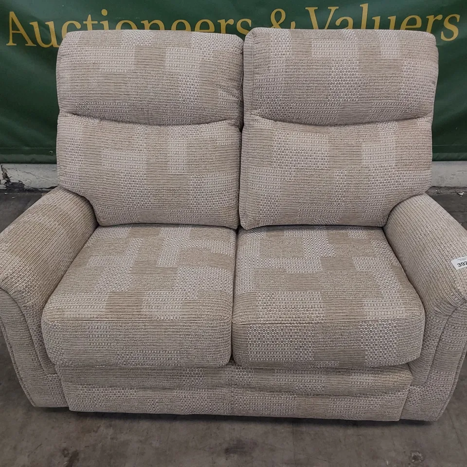 QUALITY BRITISH DESIGNER G PLAN AVON SMALL TWO SEATER SOFA FARO SAND FABRIC 