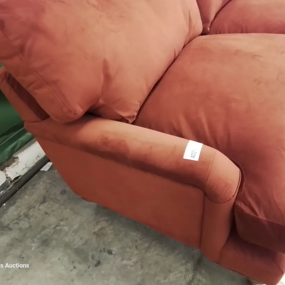 QUALITY BRITISH DESIGNER LOUNGE Co. THREE SEATER SOFA PLUSH BURNT ORANGE FABRIC