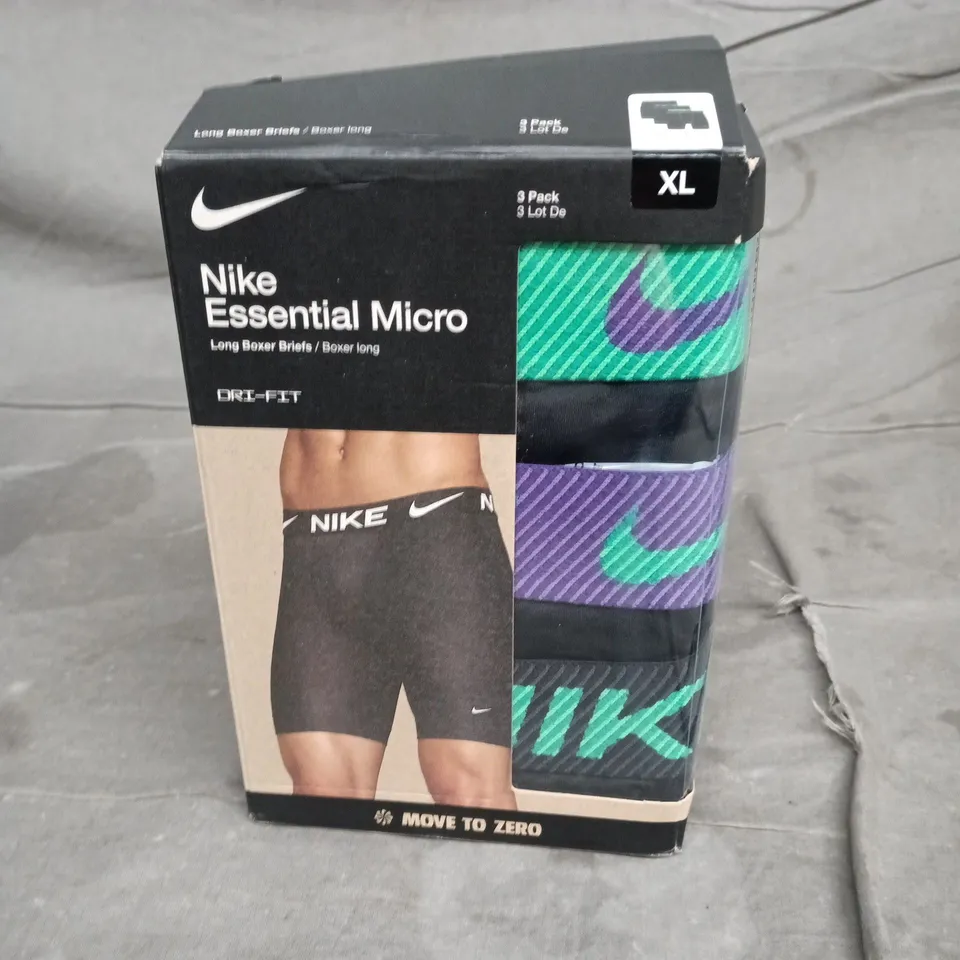 NIKE ESSENTIAL MICRO LONG BOXER BRIEFS 3 PACK IN MULTI – XL